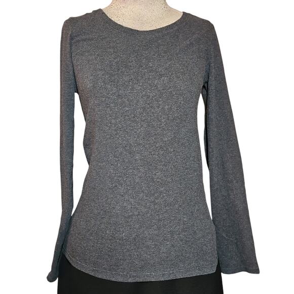 Gray Cotton Blend Long Sleeve Tee Size Large - Picture 1 of 3
